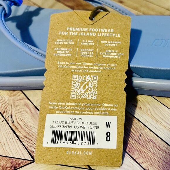 OluKai Aka Flip Flop Sandals Cloud Blue Women's 8 Beach Comfort Strappy Pool - Picture 6 of 8